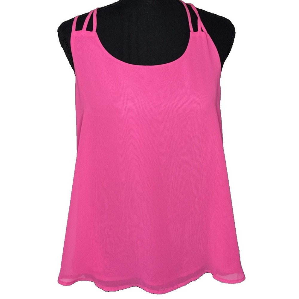 Vtg E & M Women L Barbie Pink Back Lace Top Coquette Summer Soft Girl Fairy Y2K